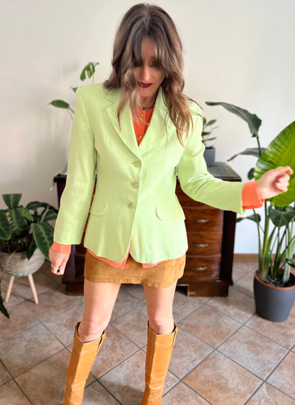 1980’s vintage mint green blazer with translucent mint buttons