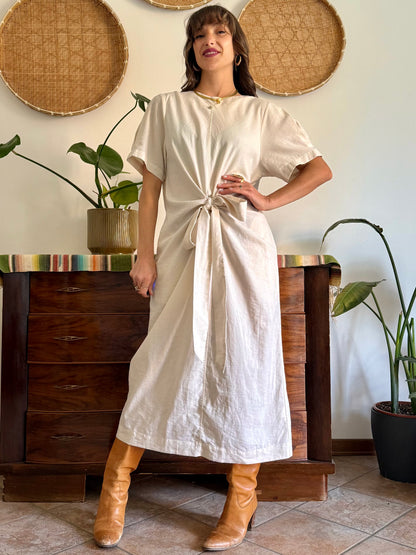 1990’s vintage cream gathered detail maxi dress