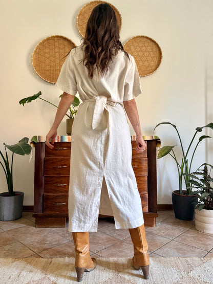 1990’s vintage cream gathered detail maxi dress