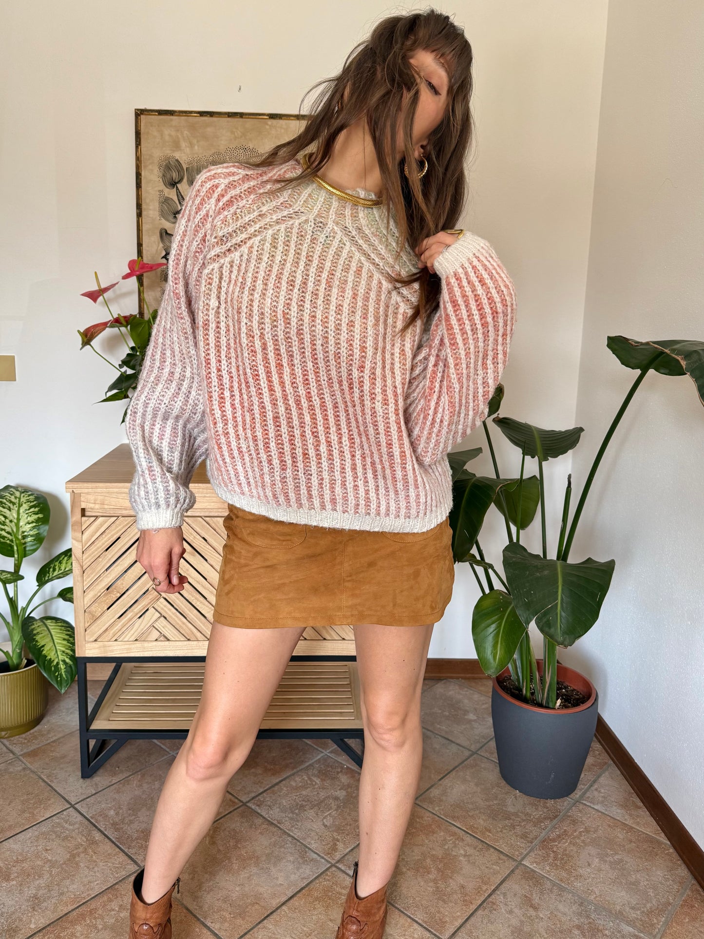 Pastel rainbow knit pullover