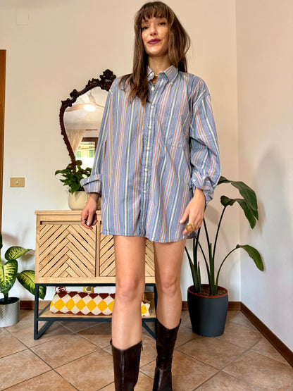 1990's vintage rainbow vertical stripe oversize button down shirt