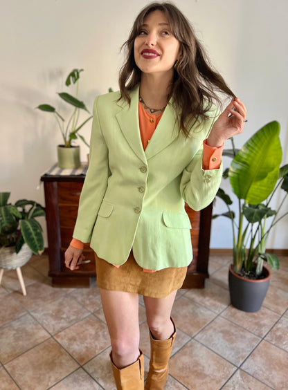 1980’s vintage mint green blazer with translucent mint buttons