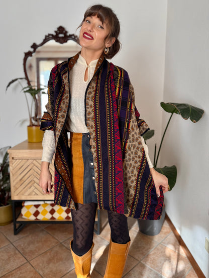 1970’s vintage multicolour wool scarf with mixed woven patterns