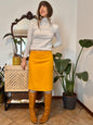 1970's vintage mustard yellow wool midi skirt