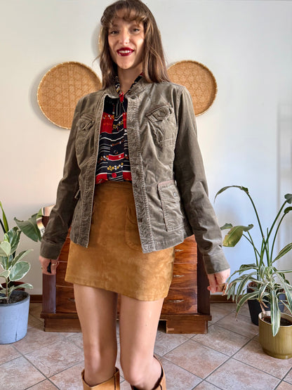 Y2k vintage chocolate brown velvet jacket