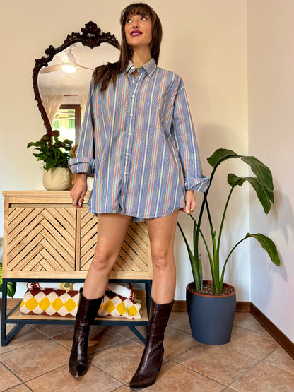1990's vintage rainbow vertical stripe oversize button down shirt
