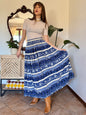 1990’s vintage blue and cream floral stripped maxi skirt