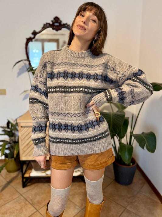 1990’s vintage thick knit alpaca and wool blend geometric pattern pullover