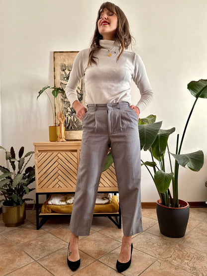 1970's vintage tailored micro houndstooth pattern trousers