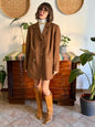 1970's vintage chocolate brown oversize wool jacket with gold metal details
