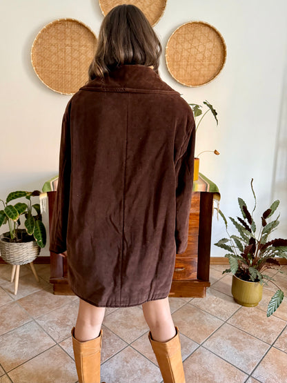 1970's vintage chocolate brown velvet peacoat
