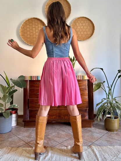 1970’s vintage pink silk pleated skirt