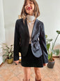 1990’s vintage black satin blazer with stitch detailing