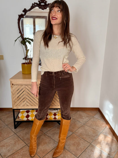 Y2k vintage cream Angora and wool blend pullover with golden thread woven throughout