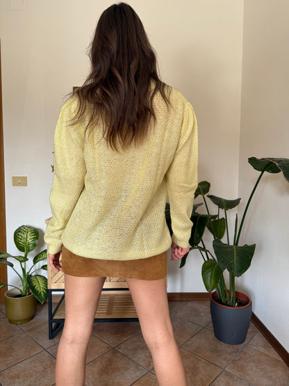 1960’s vintage hand knit butter yellow light weight wool cardigan