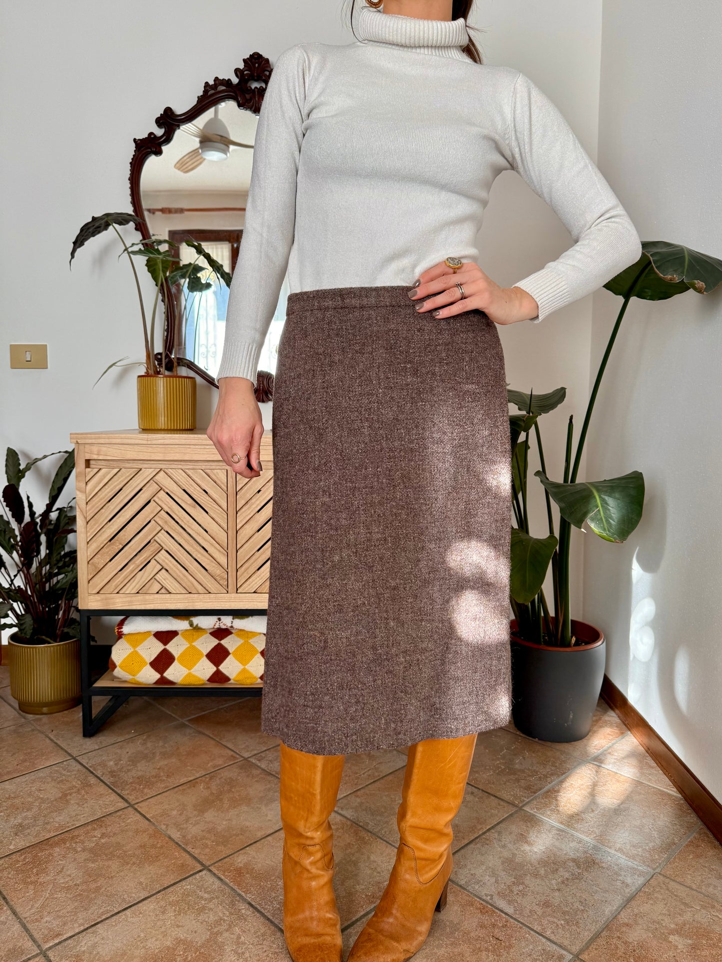 1960’s vintage mauve tweed wool midi skirt