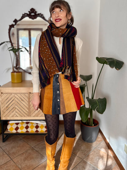 1970’s vintage multicolour wool scarf with mixed woven patterns