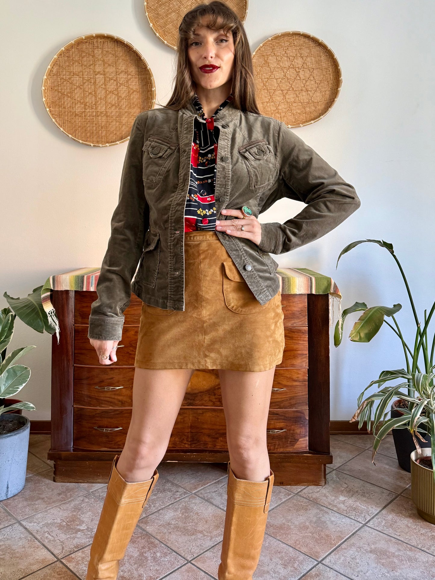Y2k vintage chocolate brown velvet jacket