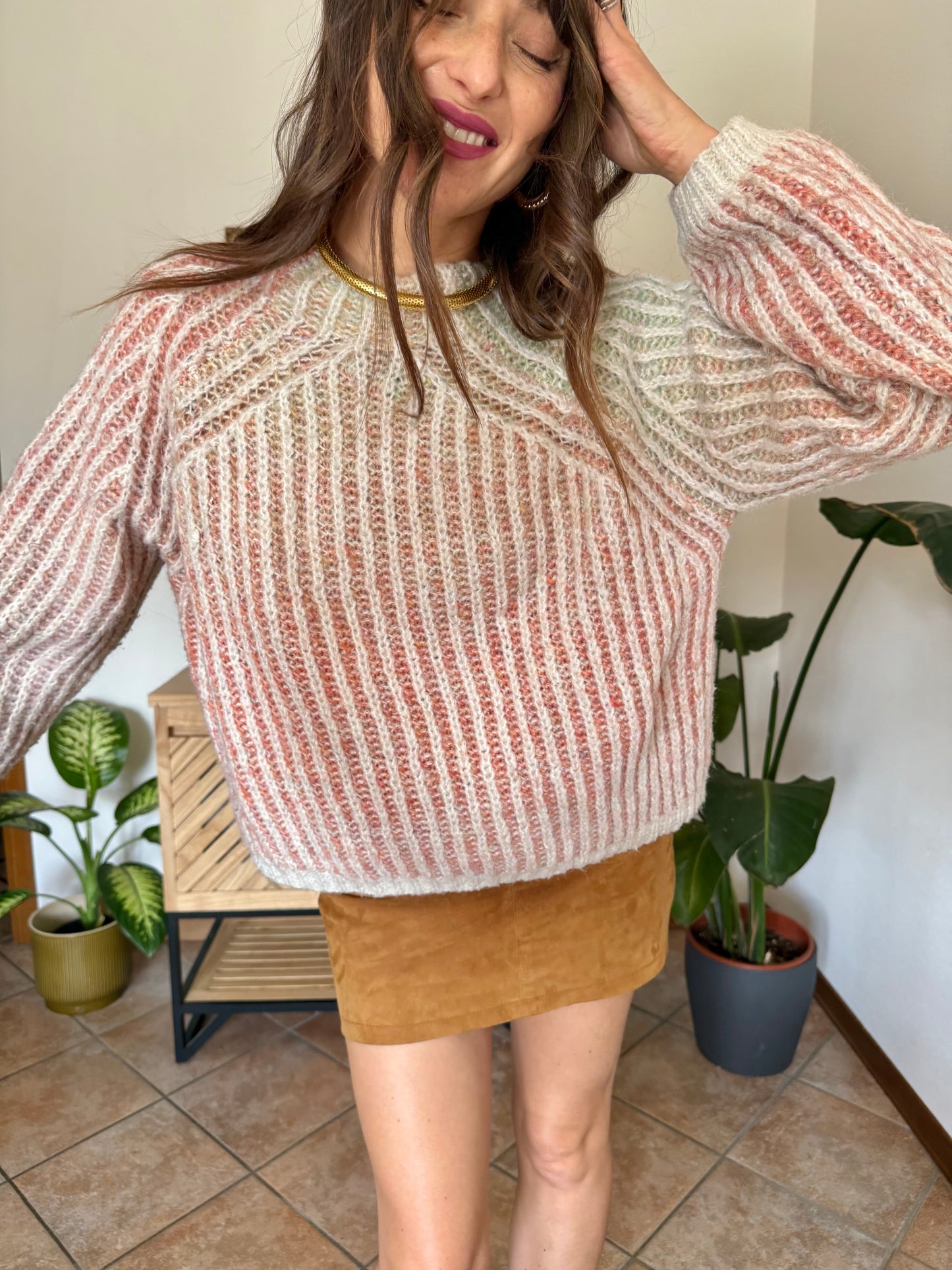 Pastel rainbow knit pullover