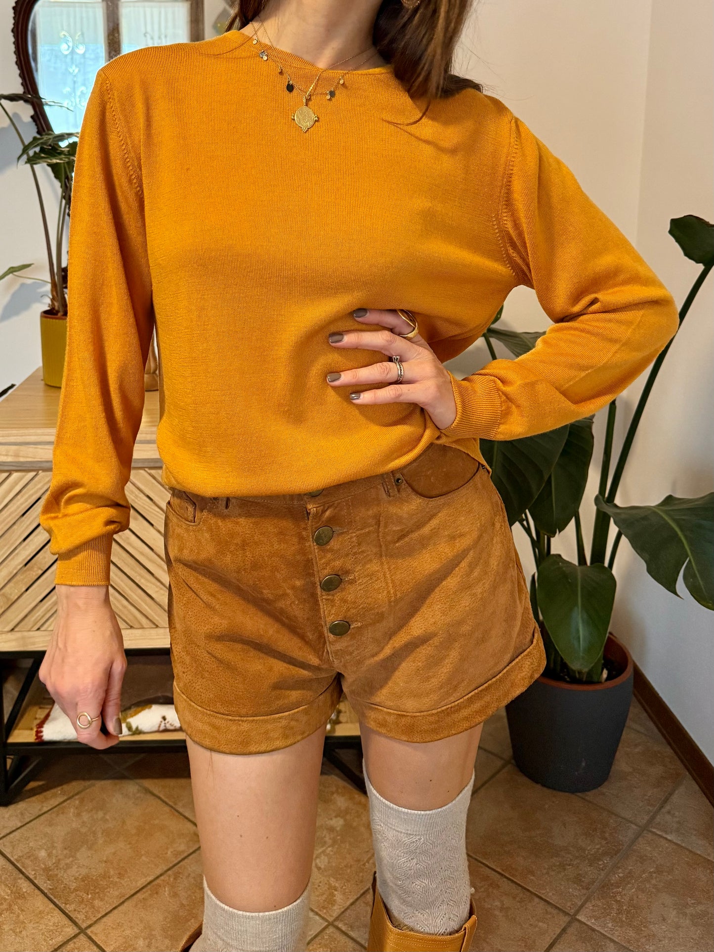 1980's vintage mustard yellow wool pullover