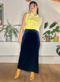 1970's vintage navy blue velvet maxi skirt