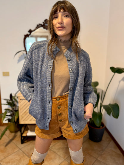 1970’s vintage thick knit blue mohair and wool cardigan