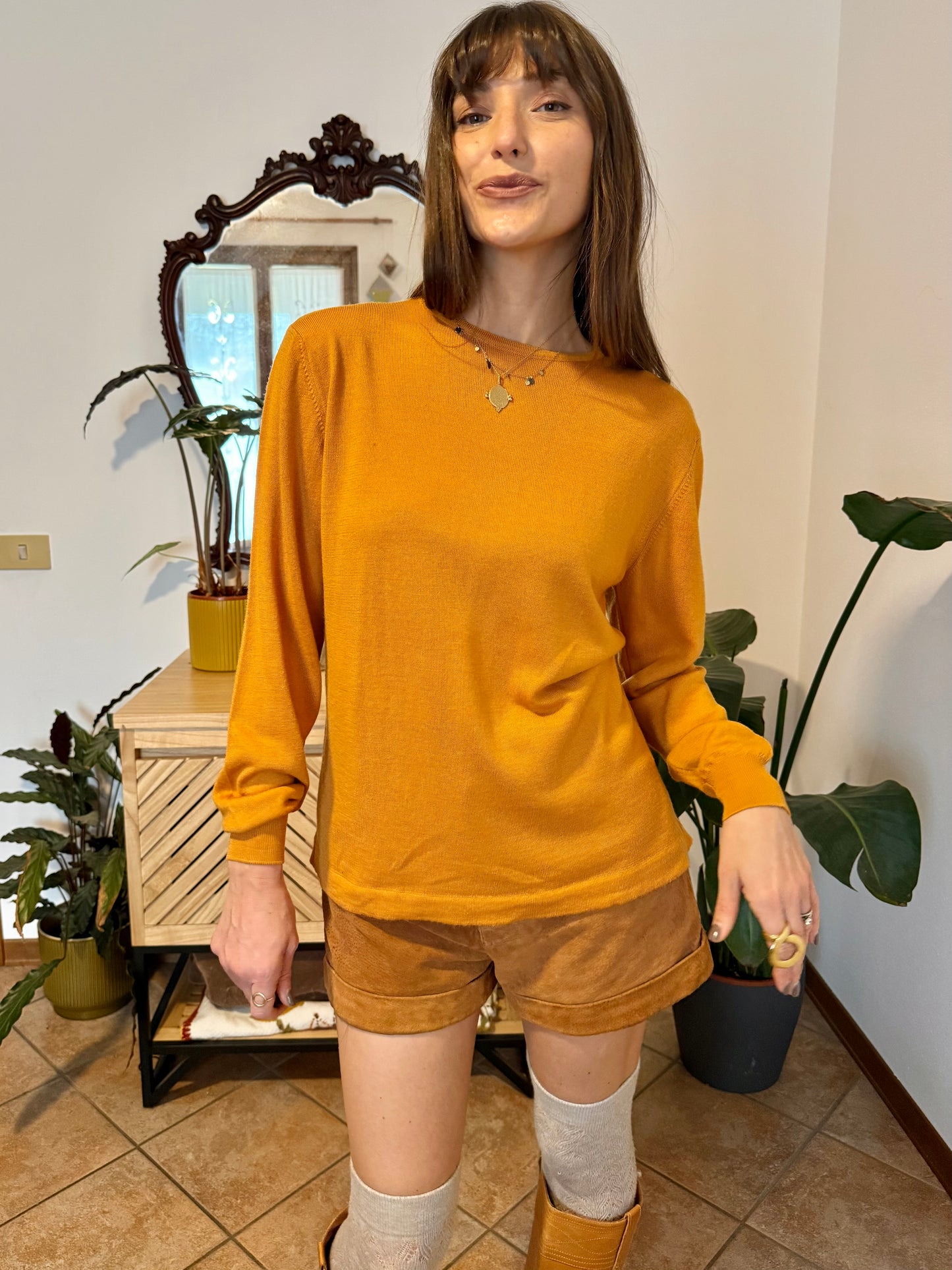 1980's vintage mustard yellow wool pullover