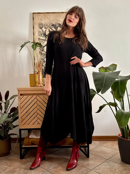 1990’s vintage black asymmetrical hem maxi dress
