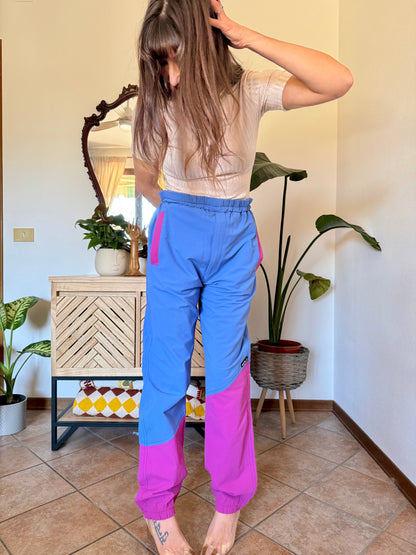 1990’s vintage blue and fuchsia wind breaker pants