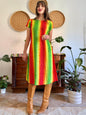 1970’s vintage multicolour tie die effect midi dress