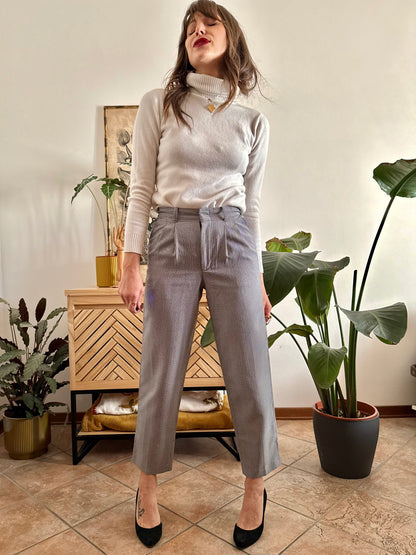 1970's vintage tailored micro houndstooth pattern trousers