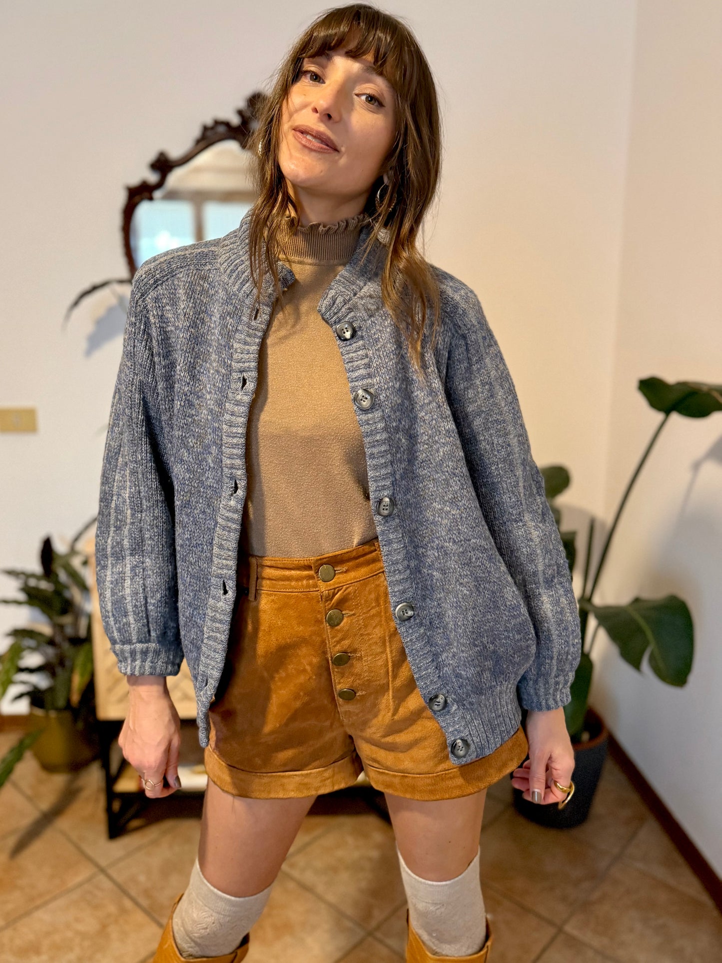 1970’s vintage thick knit blue mohair and wool cardigan