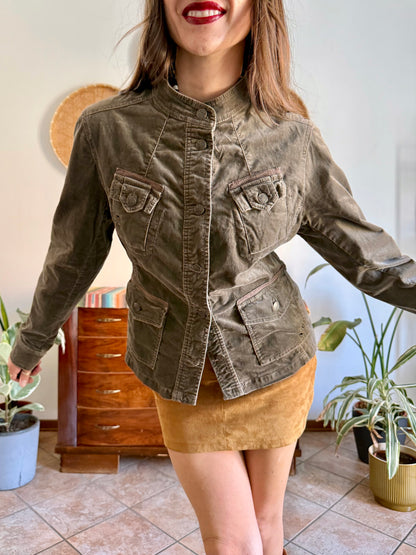Y2k vintage chocolate brown velvet jacket