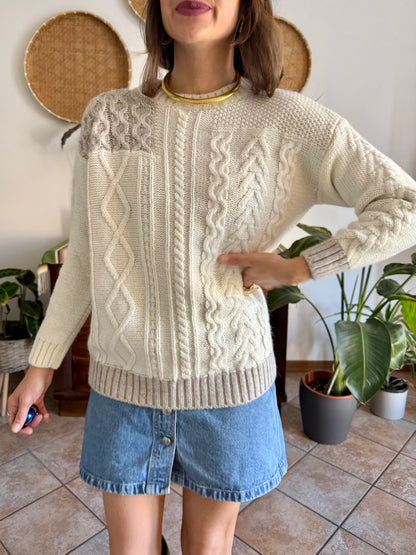 Y2k vintage new with tags cream wool and alpaca blend cable knit pullover