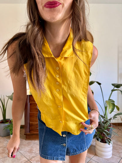 1970’s vintage yellow silk under shirt