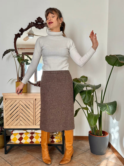 1960’s vintage mauve tweed wool midi skirt