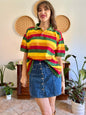 1990’s vintage red, yellow and green stripe polo
