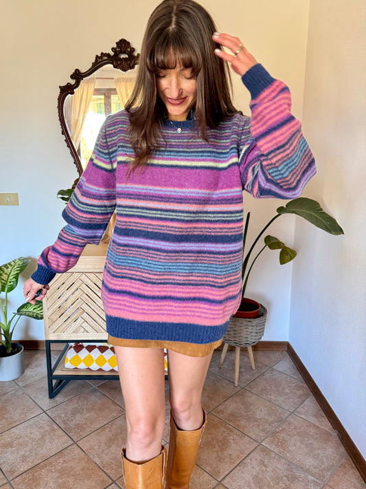 Y2K vintage rainbow stipe wool pullover