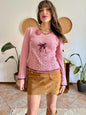 Y2K vintage pink knit bell sleeve knit pullover with bow details