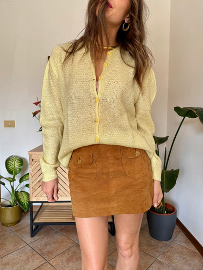 1960’s vintage hand knit butter yellow light weight wool cardigan