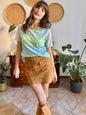 Y2k vintage light blue, turquoise and green mesh top with sequin details