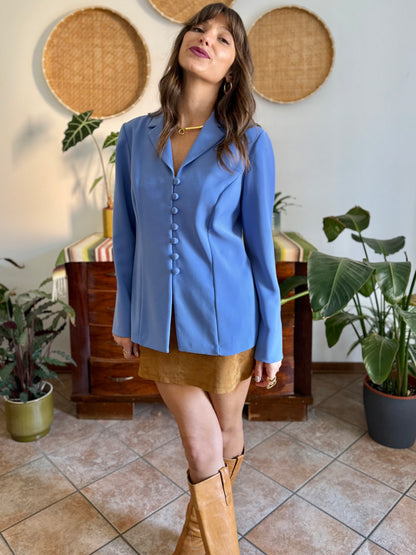 1990's vintage blue partial button down blazer