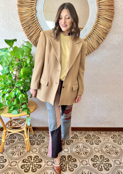 1970's vintage oversize camel wool blazer