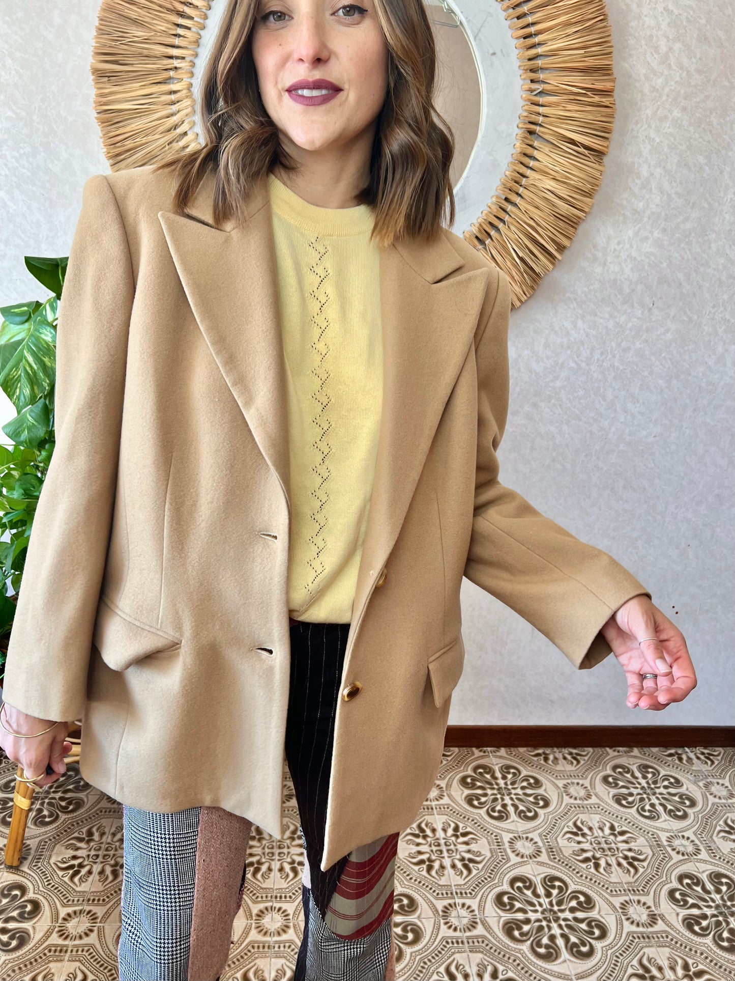 1970's vintage oversize camel wool blazer