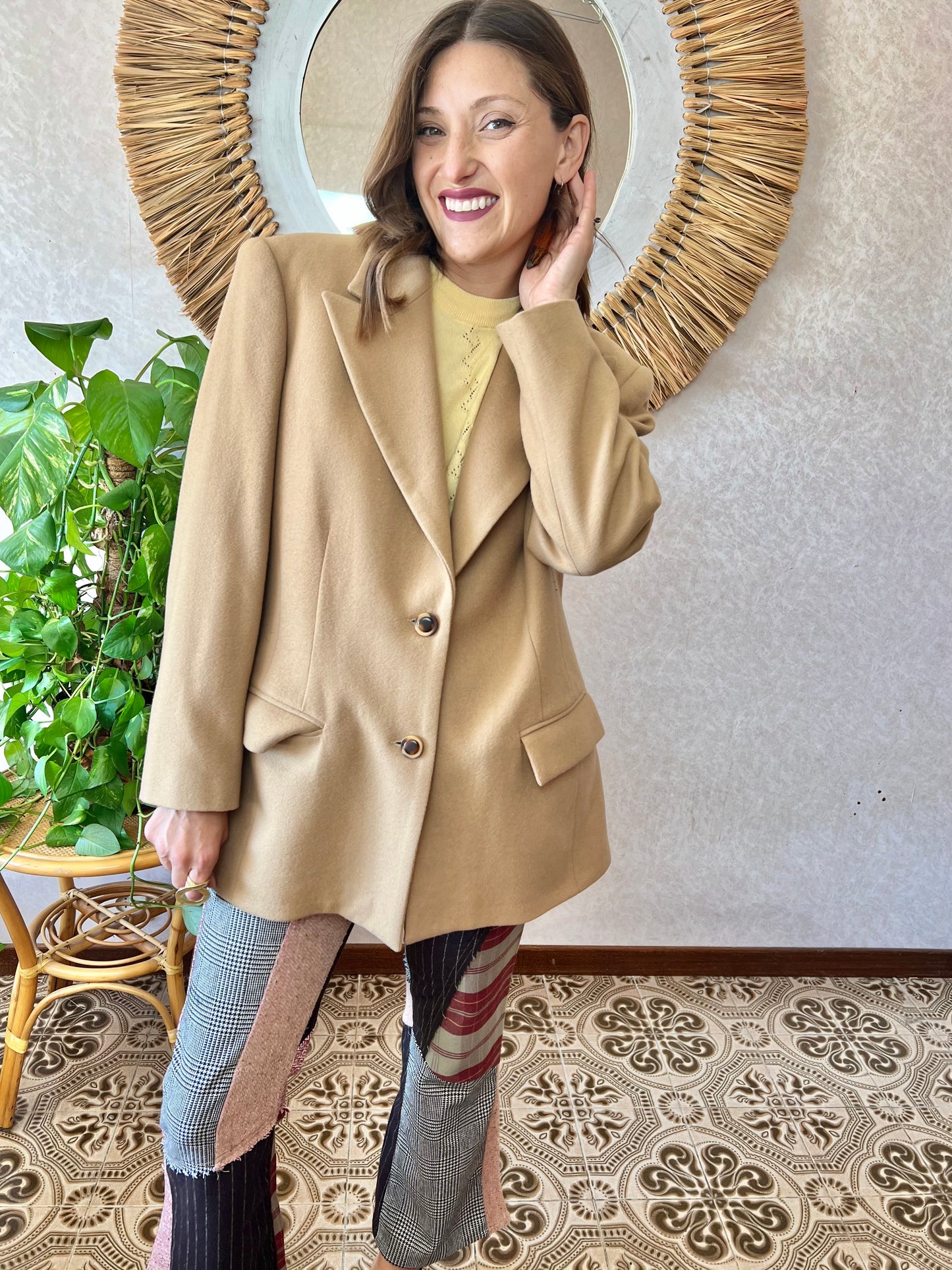 1970's vintage oversize camel wool blazer