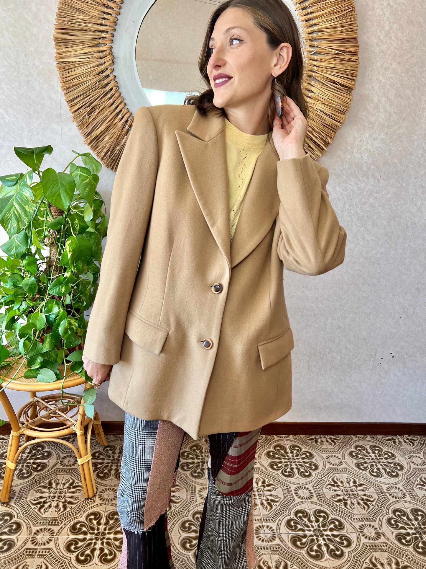 1970's vintage oversize camel wool blazer