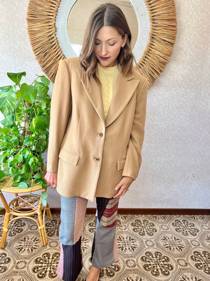 1970's vintage oversize camel wool blazer