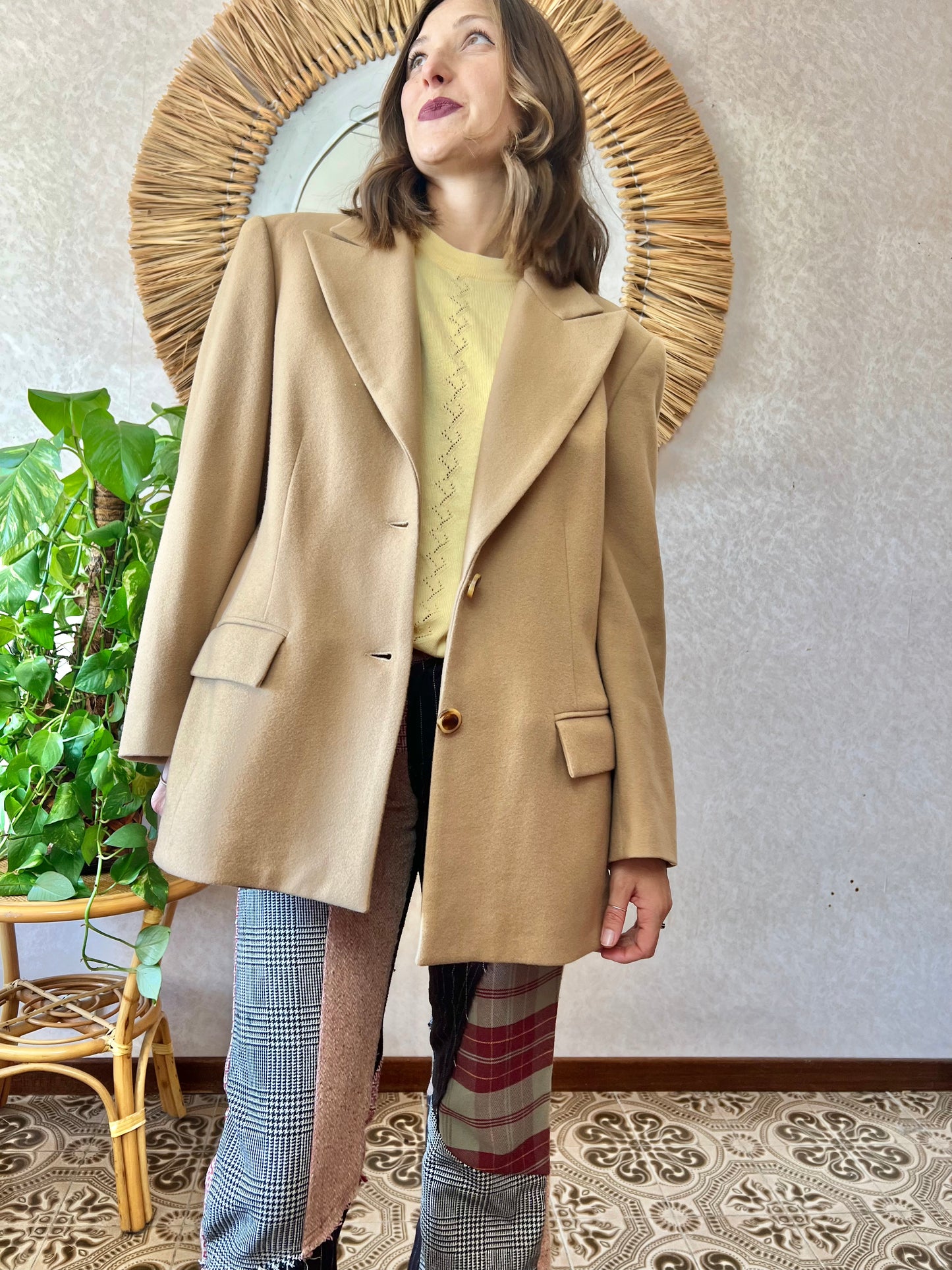 1970's vintage oversize camel wool blazer