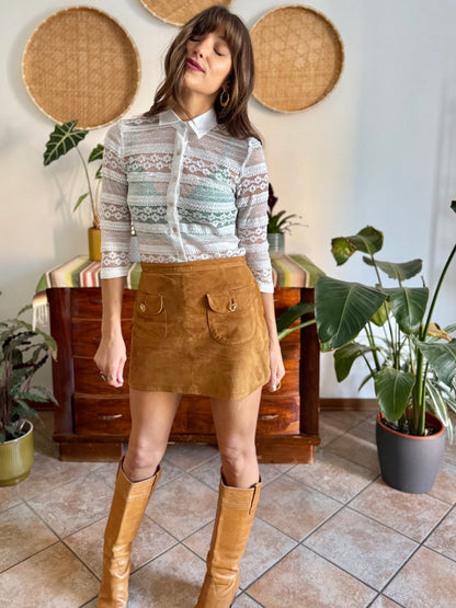 1990's vintage white lace blouse with mother of pearl buttons