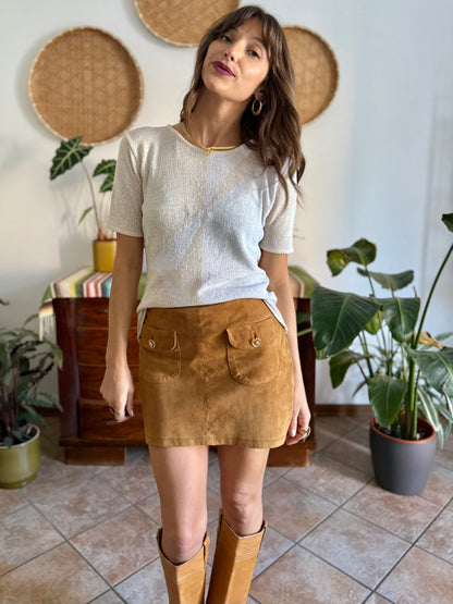1980's vintage cream and beige geometric pattern knit top